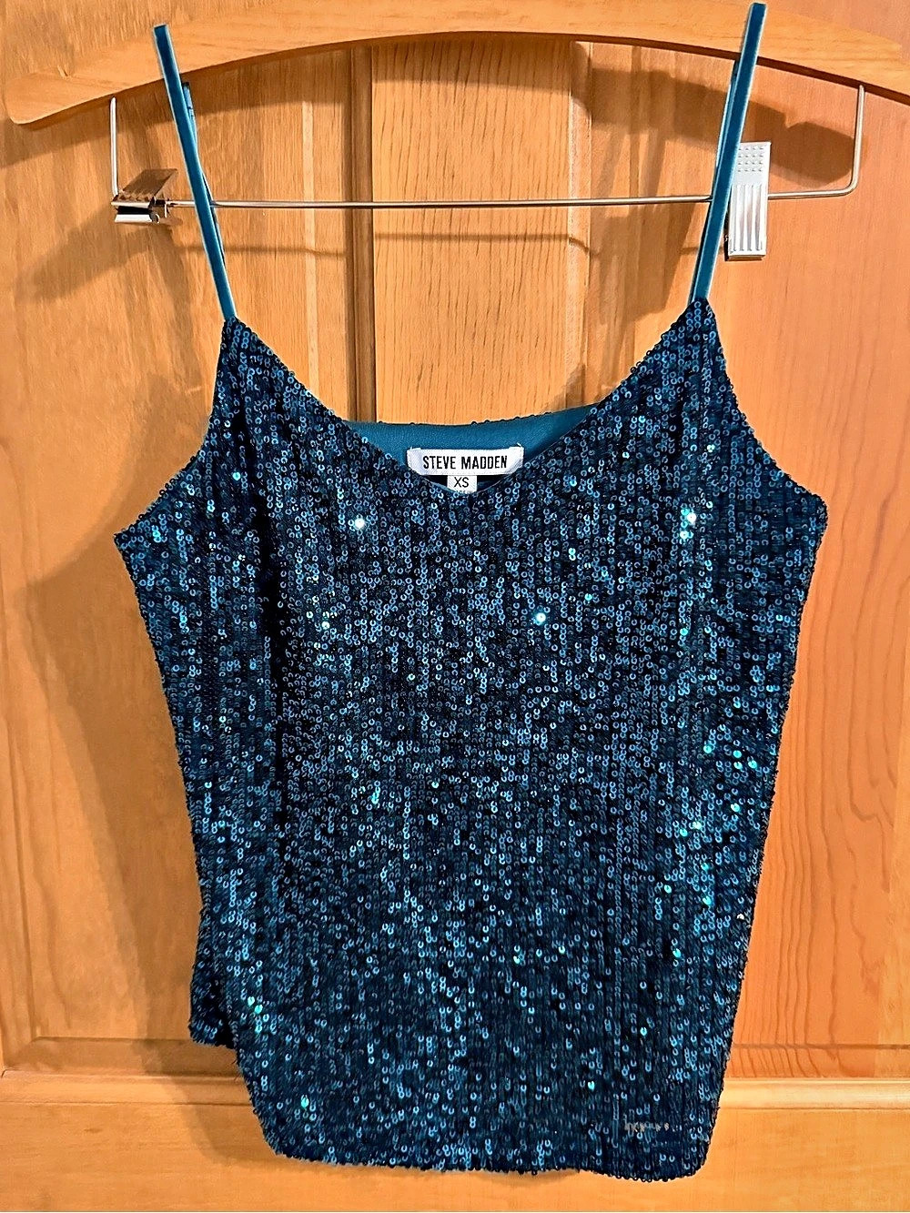 Steve Madden Hide & Sequin Top Sequin Camisole Blue XS